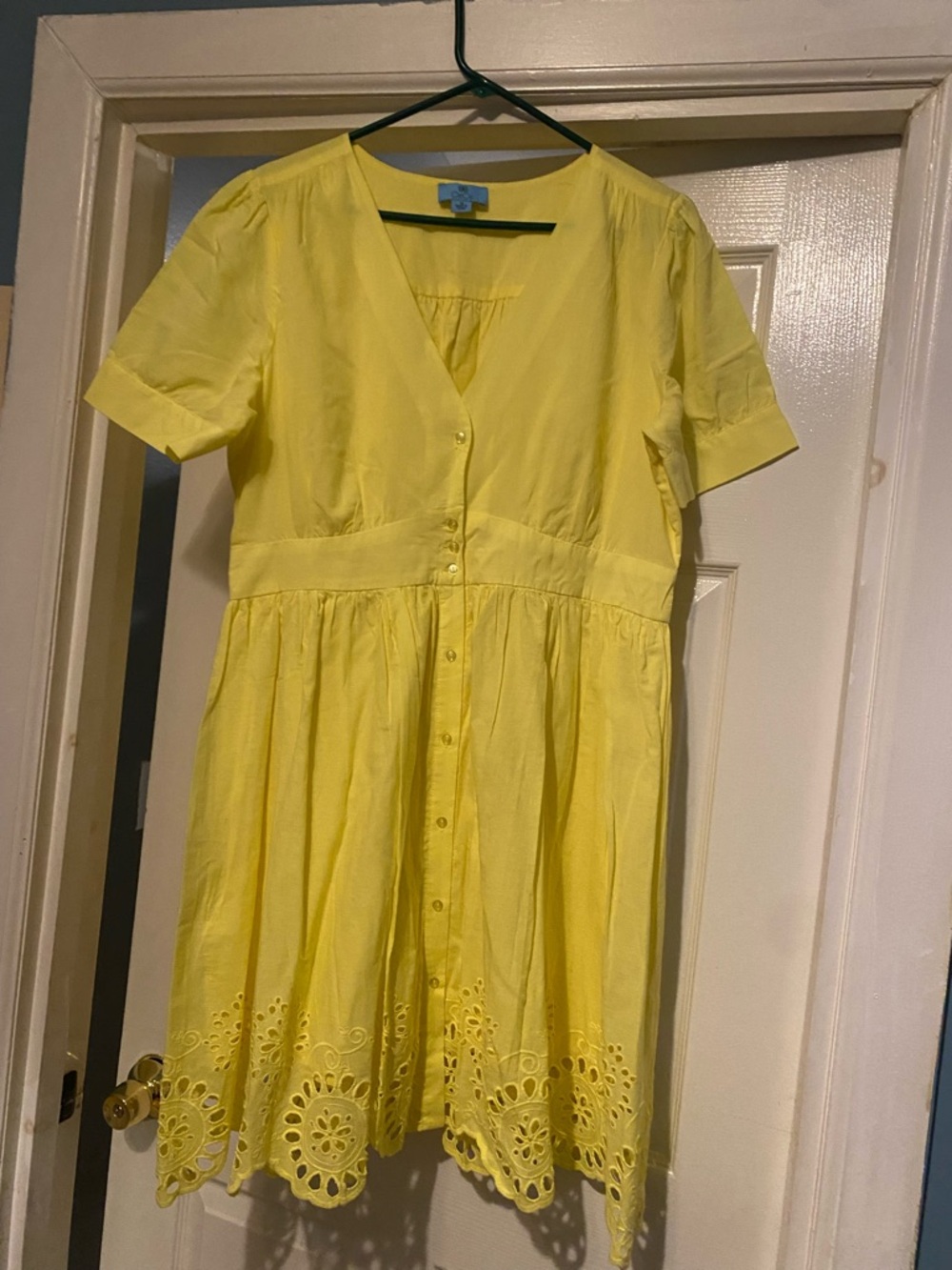 CeCe Yellow Eyelet Button-Front Dress